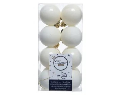 Produktbild von Weihnachtskugeln Kunststoff 4cm wollweiß, 16 Stück