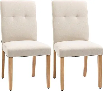 Productafbeelding van Famanu Esszimmerstoelen, set van 2, beige - Moderne stoelen met comfortabele bekleding
