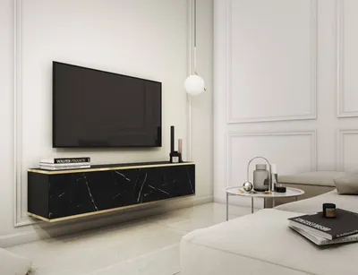 Produktbild von TV-Lowboard Oro 135 marmor schwarz hängend