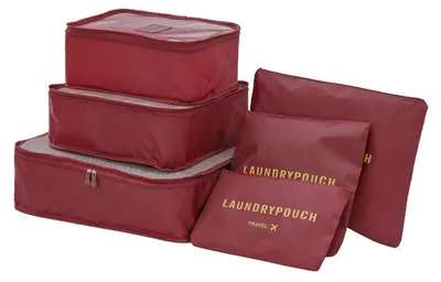 Image de Verk 01500 Set d'organiseurs pour valises de voyage 6 pièces bordeaux