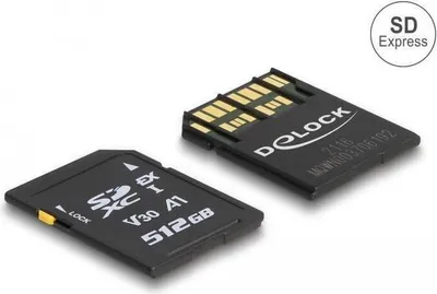 Produktbild von DeLOCK SD Express Speicherkarte 512 GB, 512 GB, SD, UHS-I, 858 MB/s, 804 MB/s, Class 3 (U3)