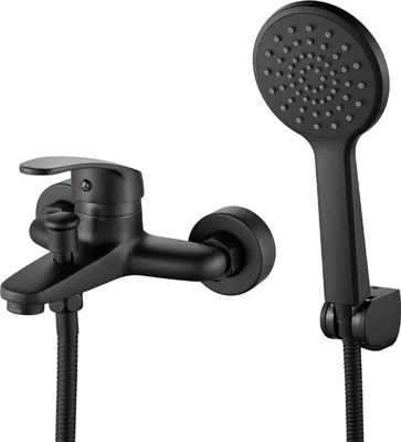 Produktbild von Schwarze Badewannenarmatur mit Handbrause - Wandmontage - Einhebel