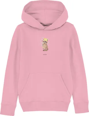 Produktbild von Mr. & Mrs. Panda Kinderpullover Waschbär 5-6 Jahre (110/116) - Baumwolle Pink - Geschenk, Lustige Sprüche, Waschen, Fröhlich, Tagträumen, Kapuzenpulli, Sweater, Plan, Hoodie