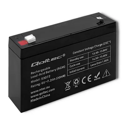Obrázek produktu pro Baterie Qoltec 53072 AGM | 6V | 7,2 Ah