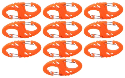 Produktbild von 10 Stück S-förmiger 8-Snap-Schlüsselanhänger-Haken-Clip für den Außenbereich, Molle-Rucksack, Schnellverschluss-Schnalle, Orange