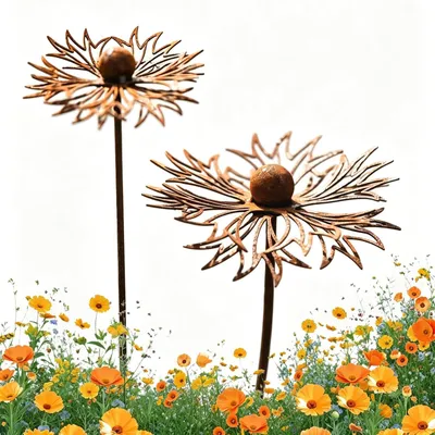 Produktbild von Omgoods – Set aus 2 rostigen Metalldekorationen für den Garten, für den Außenbereich