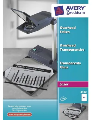 Obrázok produktu pre Avery 3552, Polyester, Priehľadná, Laser, A4 (210×297 mm), 100 µm, PVC