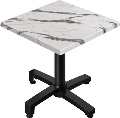 Produktbild von WBO | Bistro Außen Tisch | B:T:H 70 x 70 x 78,5 cm | Weiß Marmor / Schwarz | Quadratisch | Bistro Tisch Gastro Tisch