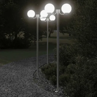 Image de vidaXL Lampes d'allée 3 pcs. argent 215 cm acier inoxydable