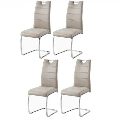 Zdjęcie produktu dla Krzesło do jadalni Casa Dolce REGIS, zestaw 4 sztuk, taupe, 42x42x95 cm, tapicerowane, metalowa rama na płozach
