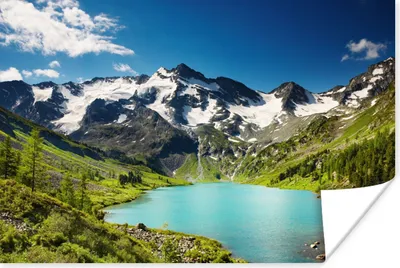 Produktbild von MuchoWow® Poster Schnee - Berg - Wasser 60x40 cm - Schlafzimmerdekoration