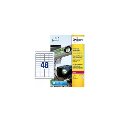 Produktbild von Avery Wetterfeste Folien-Etiketten, weiß, 45,7 x 21,2 mm, permanent, Weiß, Selbstklebendes Druckeretikett, A4, Polyester, Laser, Rechteck