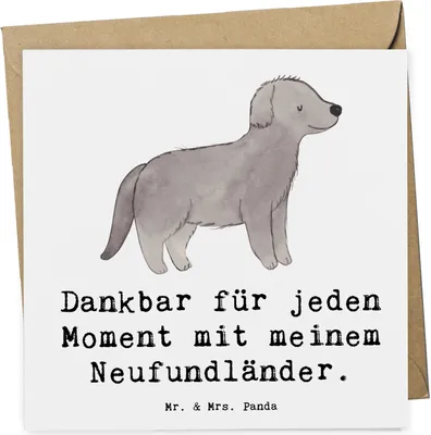 Produktbild von Mr. & Mrs. Panda Grußkarte Neufundländer Moment - Weiß - Geschenk, faltkarte, Newfoundland, anlasskarte, Glückwunschkarte, Klappkarte, doppelkarte