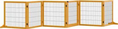 Produktbild von Absperrgitter für Hunde, klappbar, 432 x 36 x 70 cm, Kiefernholz, Gelb
