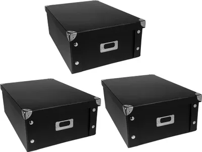Produktbild von Set von 3 faltbaren Aufbewahrungsboxen mit Deckel - 16 Liter jeweils - schwarz