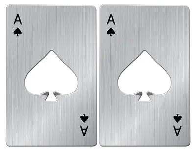 Produktbild von 2er-Set Flaschenöffner mit Pokerkartenmotiv aus Edelstahl, Pik-Ass-Motiv, Bierflaschenöffner, Küchenhelfer, Geschenk für Senioren mit Arthritis, Koch