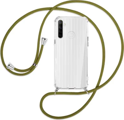 Produktbild von Handykette Backcover-Schutzhülle mit Band (Metall silberfarben) für Realme C3 - khaki