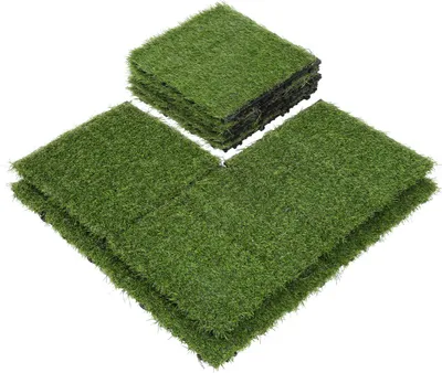 Obrázek produktu pro ISOISL Umělá tráva, podlahové dlaždice, 30x30 cm, 99 kusů (9 m²) – Dlaždice pro terasy a balkony s drenážním systémem, realistickým vzhledem a snadnou montáží, vhodné pro použití uvnitř i venku