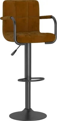 Produktbild von Barhocker Samt Braun, höhenverstellbar, mit Armlehnen, 48x47x(90-111) cm