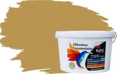 Produktbild von RyFo Colors Silikonharz Fassadenfarbe Lotuseffekt Trend Ockergelb 10l - bunte Fassadenfarbe, weitere Gelb Farbtöne und Größen erhältlich, Deckkraft Klasse 1