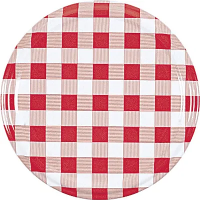 Produktbild von DOSEN-ZENTRALE Twist-off Deckel sterilisationsfest Ø82mm rot/weiß kariert 3er Beutel