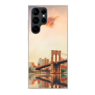 Produktbild von MuchoWow® Handyhülle Schutzhülle Hülle für Samsung Galaxy S22 Ultra New York - Brooklyn - Brücke - Sonnenuntergang Silikon Softcase Handy Hülle - Abbildung