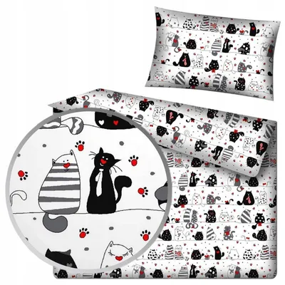 Produktbild von Designpremium Bettwäsche-Set kleine Katzen 140x200 cm