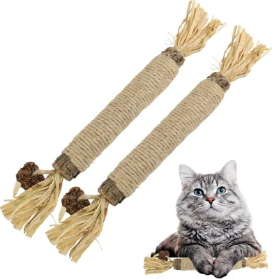 Produktbild von 4er-Pack Kausticks für Katzen, Katzenminzensticks, Katzengrassticks, interaktive Katzensticks zum Beißringen, Katzenminzenspielzeugsticks, Katzenspielzeugsticks, Katzensticks