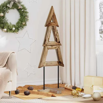 Zdjęcie produktu dla Maison Exclusive – choinka bożonarodzeniowa z podstawą, brązowa, 120 cm, lite drewno tekowe