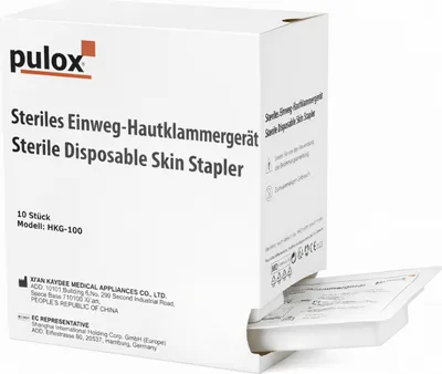 Produktbild von 10x Pulox Einweg Hautklammergerät Steril mit 35 Klammern (Einweginstrumente)