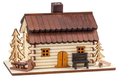 Produktbild von Saico Räucherfigur Haus Holz 20 cm natur/braun