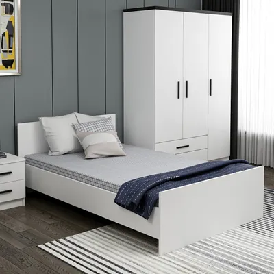 Produktbild von Skye Decor, Kale Bedstead 120 x 200 - White, Einzelbettgestell, 100 % MELAMINBESCHICHTETE SPANPLATTEN, Weiß, 125 x 204 x 72 cm