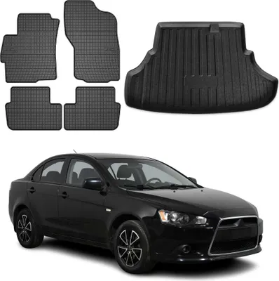 Obrázek produktu pro Sada podlahových rohoží a vložek do kufru pro Mitsubishi Lancer Limo 2008-2017 gumové 5x