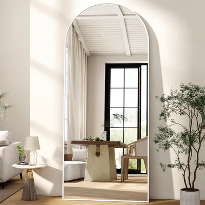 Zdjęcie produktu dla Lustro stojące, panoramiczne, 165x60 cm, białe, duże, HD, odporne na stłuczenia. Możliwość montażu jako lustro ścienne
