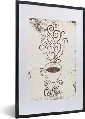 Produktbild von MuchoWow® MuchoWow® Gerahmtes Poster Vintage - Kaffee - Sprichwörter - Zitate 40x60 cm - Poster mit zchwarzem Bilderrahmen - Poster in Rahmen