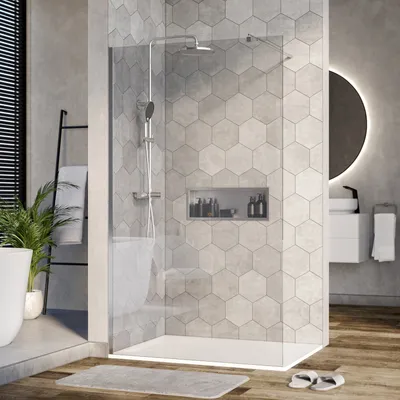 Produktbild von Duschabtrennung Walk-In Nano Echtglas EX101 - Klarglas - 10 mm - Wandprofil Chrom - Breite wählbar, Breite Walk-In:1100mm
