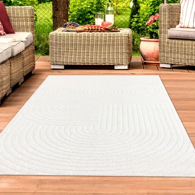 Image de Tapis d'intérieur et d'extérieur stylé de taille crème - 200 x 280 cm