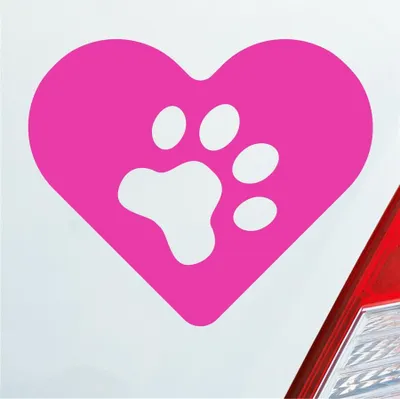 Produktbild von Auto Aufkleber Hund Herz Liebe Pfote Dog Heart KFZ 11,5x9,5 cm Pink Sticker Heckscheibenaufkleber
