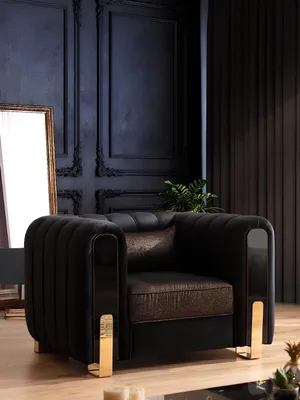 Obrázek produktu pro Černé křeslo křídlo design obývací pokoj jednomístné moderní