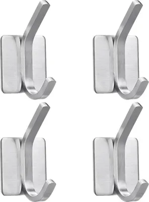 Produktbild von Handtuchhaken 4 Stück Edelstahl Haken Kleiderhaken Selbstklebend Ohne Bohren Wandhaken