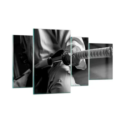 Produktbild von Bilder auf glas - Samurai-Schwert - 120x70cm - Glasbilder - Wandbilder - Kunstdruck - zum Aufhängen bereit - Wanddekoration aus Glas - Glas Bilder - Wandbild auf Glas - 4 Teile - GDL120x70-3746