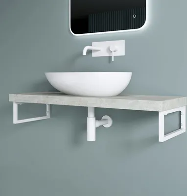 Image de doporro 1 Pièce Équerre de Fixation Blanc Plan de Toilette Étagère Tablette Murale Porte-Serviette en Acier Inoxydable 40x2,5x15cm WH01