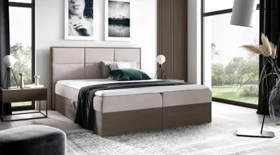 Obrázek produktu pro Manželská postel 160x220 CHANTELLE 2 - tmavý dub / béžová + topper