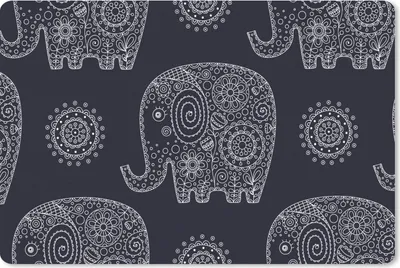 Produktbild von MuchoWow® Mauspad Mousepad Muster - Elefant - Blumen 27x18 cm - Mousepads - Maus Mat - Pad - Mausunterlage - Büroartikel - Desk Matten