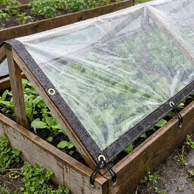 Image de Vigevee, 2 bâche transparente plate avec œillets, imperméable, en PE, résistante aux intempéries et aux UV, pour jardin, balcon, terrasse, serre et pergola, dimensions 2 x 2 mètres