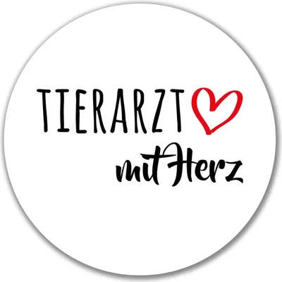 Produktbild von Huuraa Aufkleber Tierarzt mit Herz 10cm rund Sticker Geschenkidee