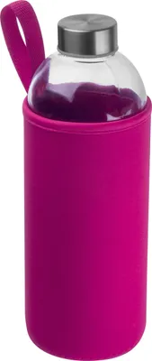 Produktbild von Trinkflasche aus Glas mit Neoprensleeve / 1000ml / Neoprenfarbe: pink