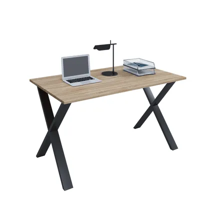 Produktbild von VCM Holz Schreibtisch | H. 76 x B. 110 x T. 50 cm | Computertisch schlicht | Füße aus hochwertigem Metall | Arbeitstisch | Büromöbel - Lona U