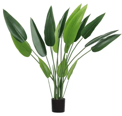 Produktbild von HOMCOM Künstliche Paradiesvogel groß 110cm Kunstpflanze mit Kunstgras, Kunstmoos