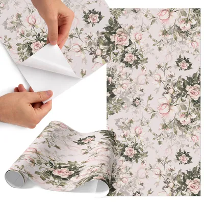 Produktbild von Möbelfolie 50x100 cm - Klebefolie Möbel - Selbstklebende Folie - Folie für Möbel - Möbelfolie Küche - Klebefolie Küche - Möbelfolie Schrank - Wasserdicht - Abwaschbar - Selbstklebend - Luftblasenfrei - Rückstandslos entfernbar - Vintage-Blumen